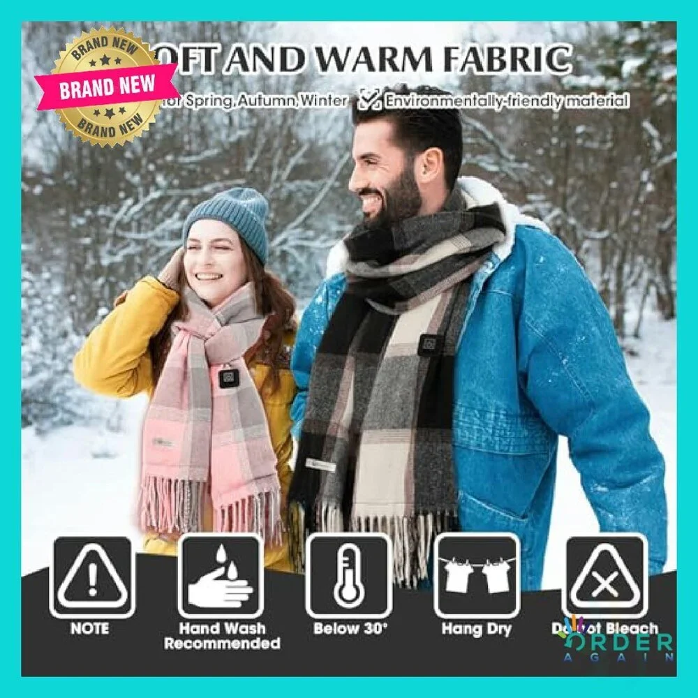 Rechargeable Heated Scarf Intelligent Neck Warmer Soft Cashmere Feel Unisex - Picture 6 of 8